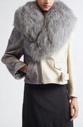 Marni Leather Biker Jacket with Genuine Shearling Collar