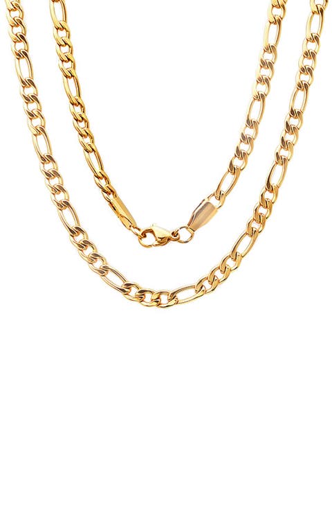 Men's 18k Gold Plated Figaro Chain Necklace