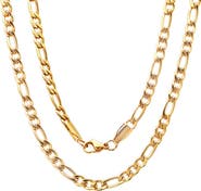 STEELTIME Men's 18k Gold Plated Figaro Chain Necklace