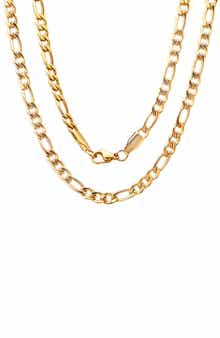 Men's 18k Gold Plated Figaro Chain Necklace