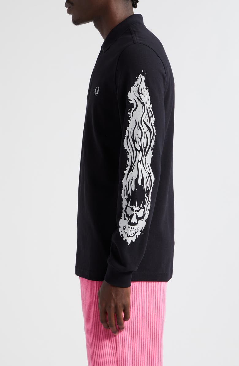 Fred Perry x Noon Goons Flaming Skull Cotton Piqué Polo, Alternate, color, 