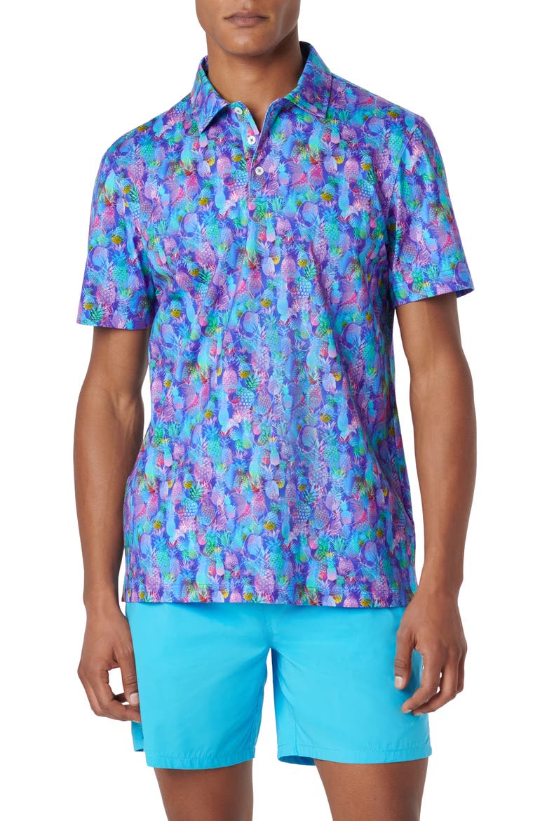 Victor OoohCotton® Pineapple Print Polo, Main, color, CLASSIC BLUE
