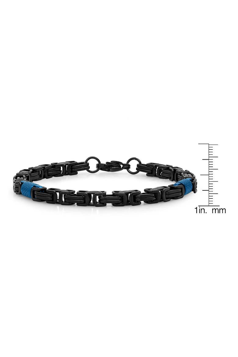 Men's Two Tone Byzantine Chain Bracelet, Alternate, color, BLACK/BLUE