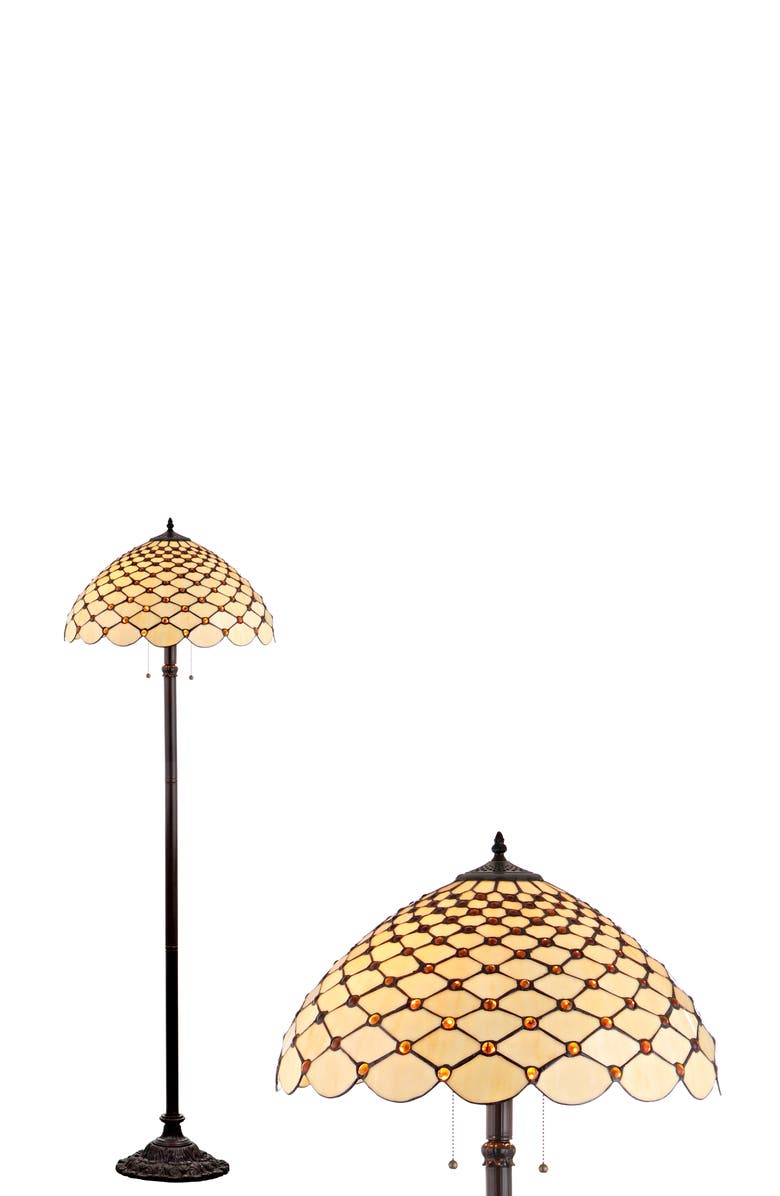 JONATHAN Y Lee Tiffany-Style 62" LED Floor Lamp, Bronze, Alternate, color, Bronze