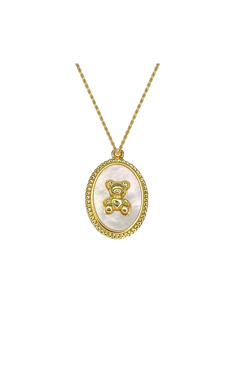 Outofoffice Teddy Bear Charm Gold Necklace, Main, color, Gold