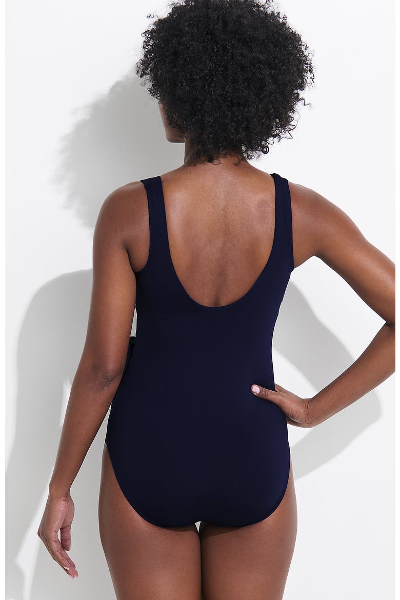 Chlorine Resistant Side Tie Wrap High Leg One Piece Swimsuit, Alternate, color, Deep Sea Navy