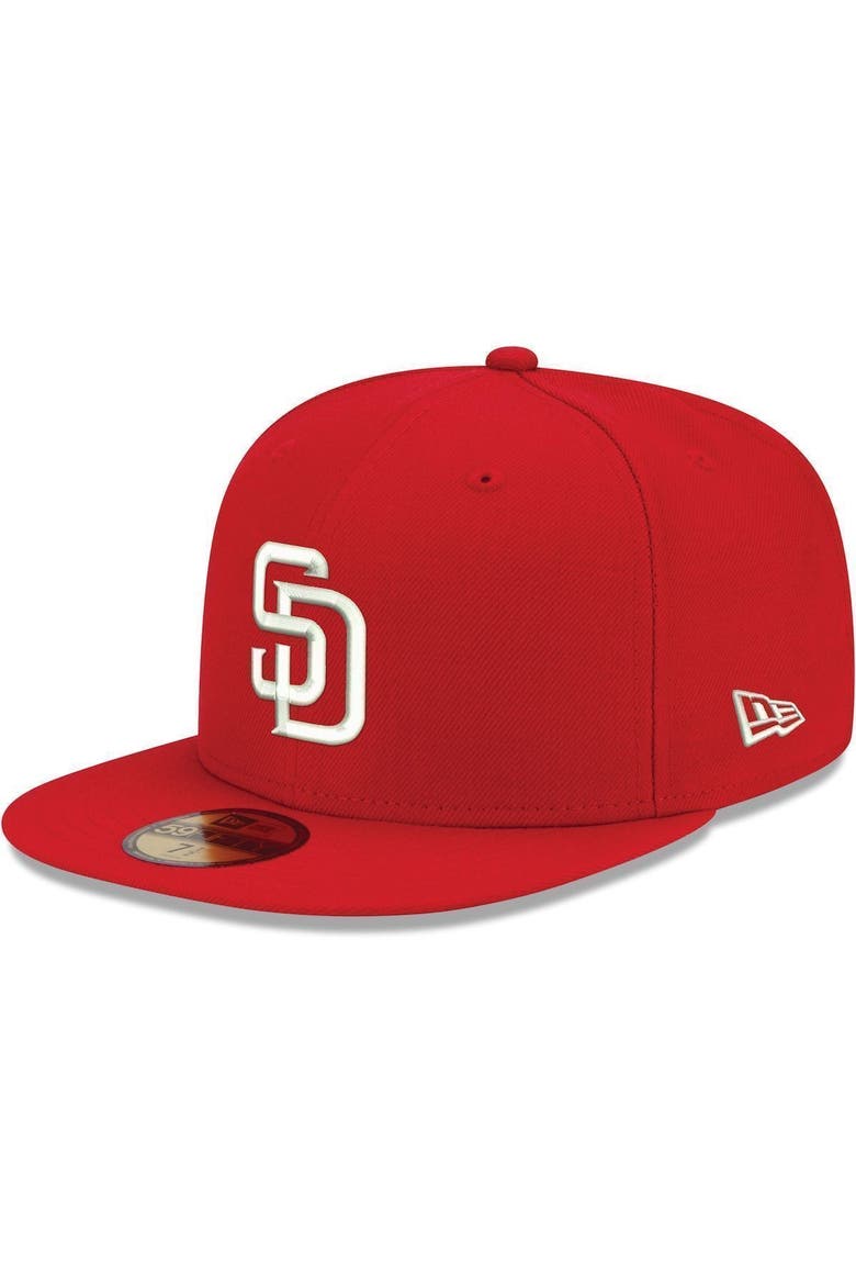 Men's New Era Red San Diego Padres White Logo 59FIFTY Fitted Hat, Alternate, color, Red