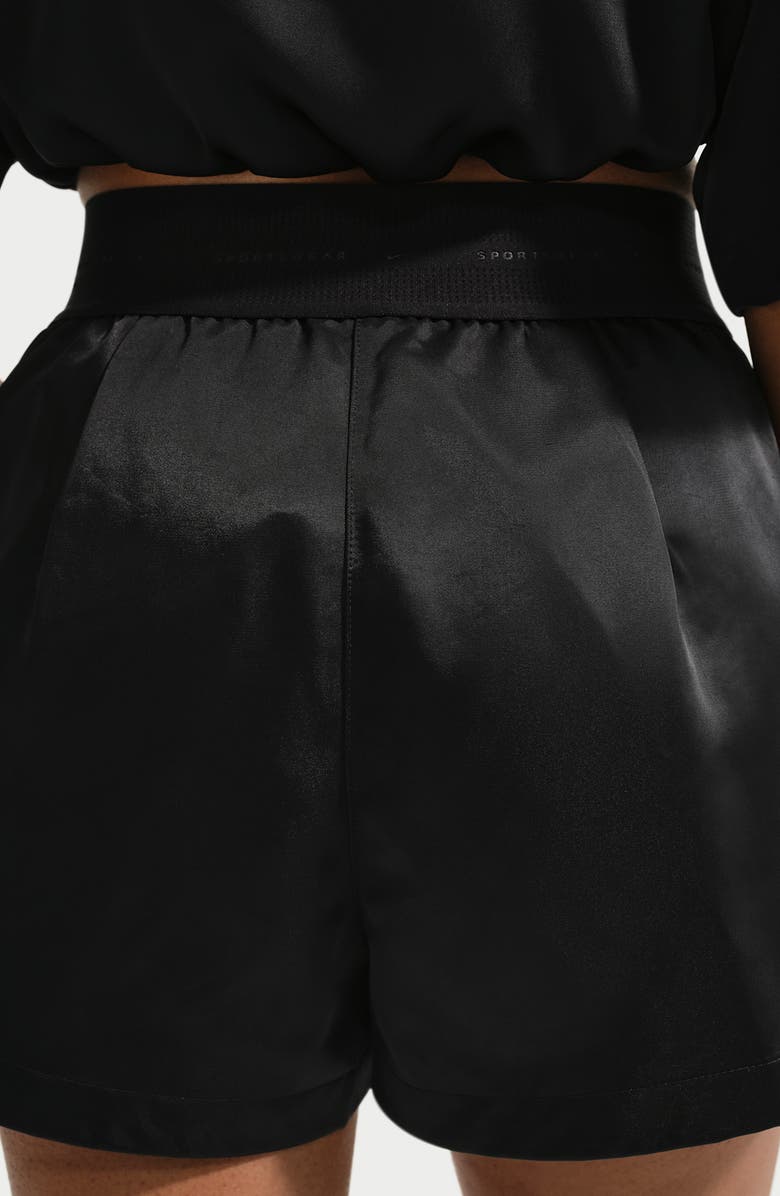 Nike Embroidered High Waist Shorts, Alternate, color, Black/ Black