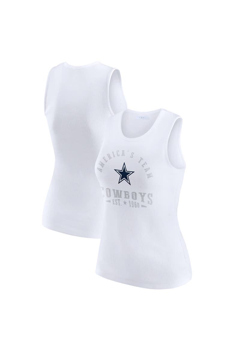 Women's WEAR by Erin Andrews  White Dallas Cowboys Ribbed Graphic Tank Top, Main, color, White