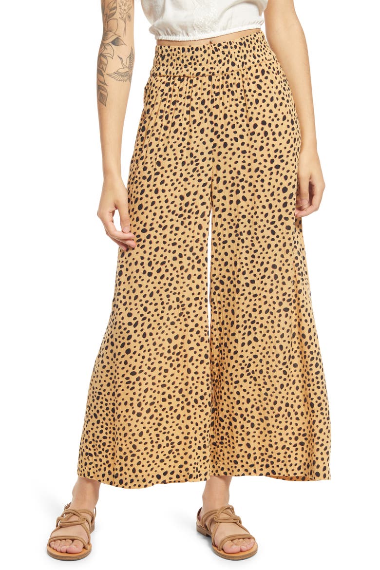x Sincerely Jules For Shore Animal Print Wide Leg Pants, Main, color, GOLD DUST