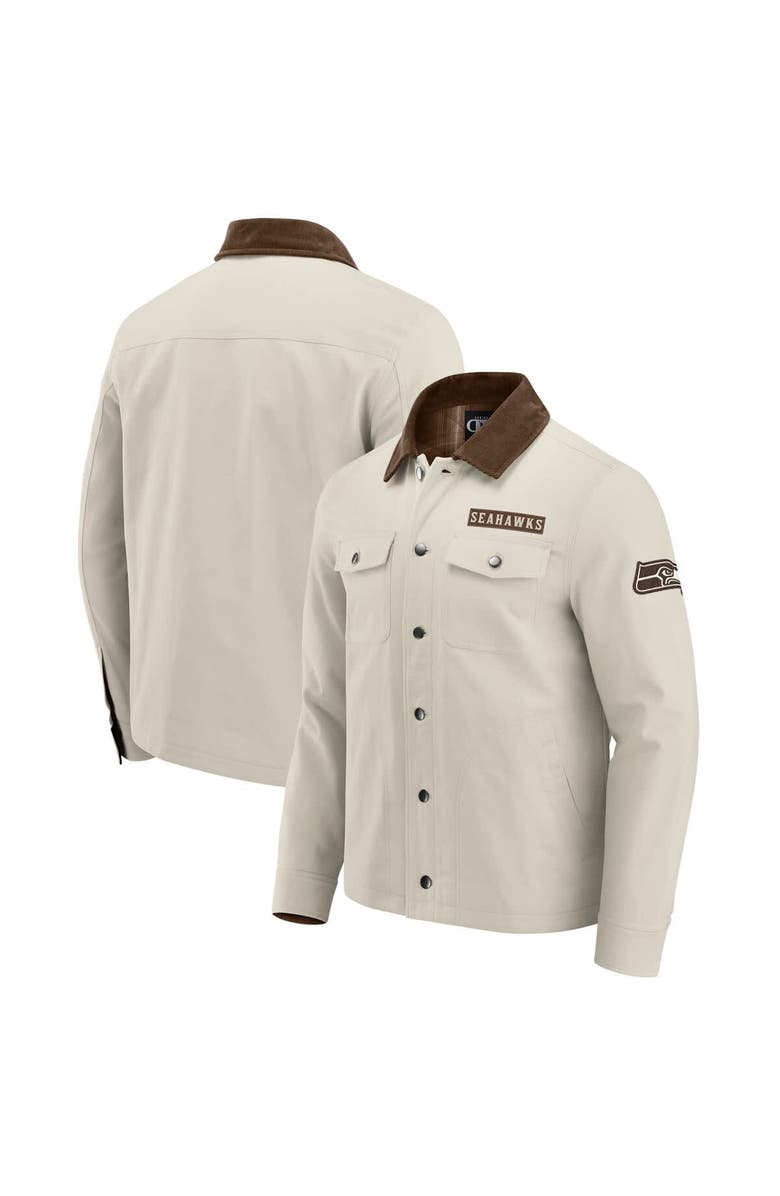 Darius Rucker Collection by Fanatics Men's NFL x Darius Rucker Collection by Fanatics Tan Seattle Seahawks Midweight Canvas Full-Button Jacket, Main, color, Tan