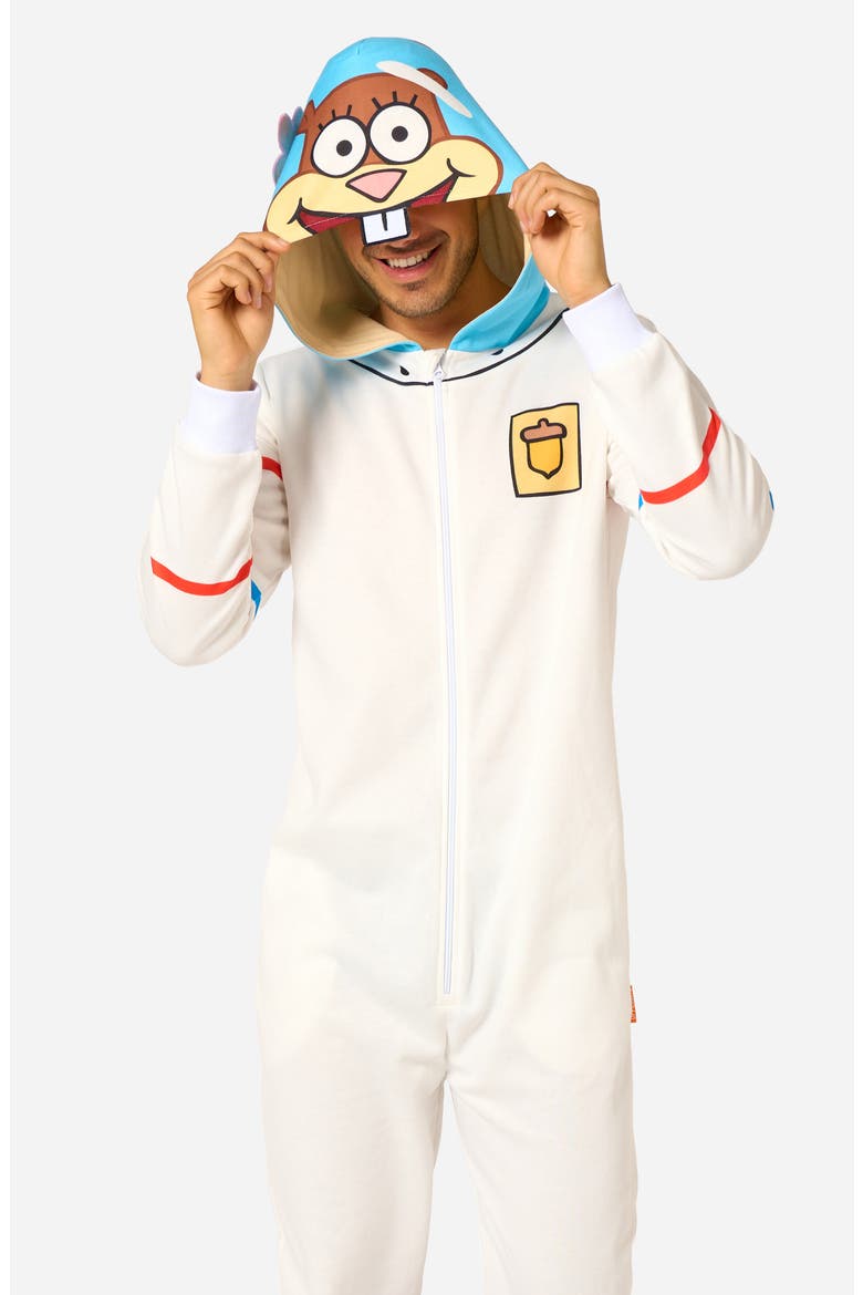 SpongeBob SquarePants™ Sandy Hooded Fleece Costume Jumpsuit, Alternate, color, WHITE
