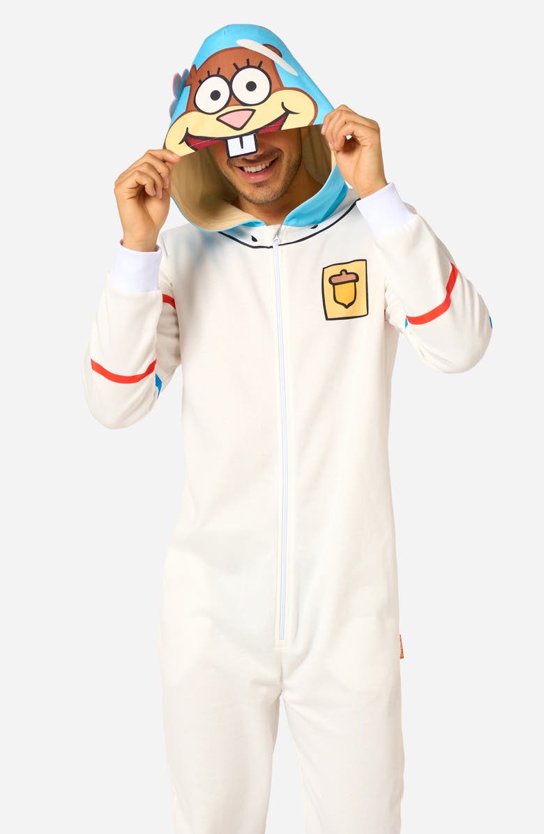 OppoSuits SpongeBob SquarePants<sup>™</sup> Sandy Hooded Fleece Costume Jumpsuit, Alternate, color, White