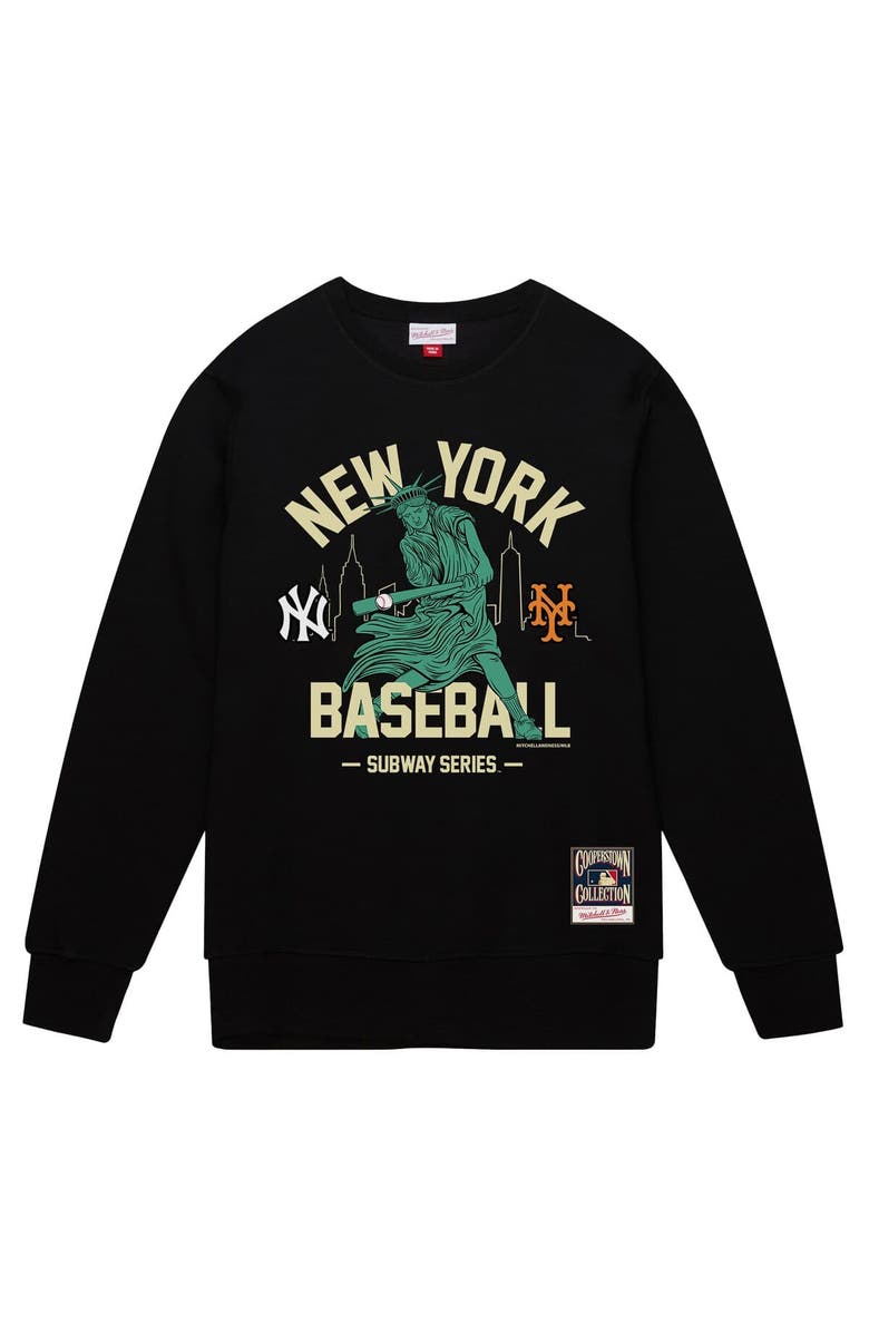 Mitchell & Ness Men's Mitchell & Ness Black New York Yankees vs. New York Mets Subway Series Swinging Liberty Pullover Sweatshirt, Alternate, color, Black