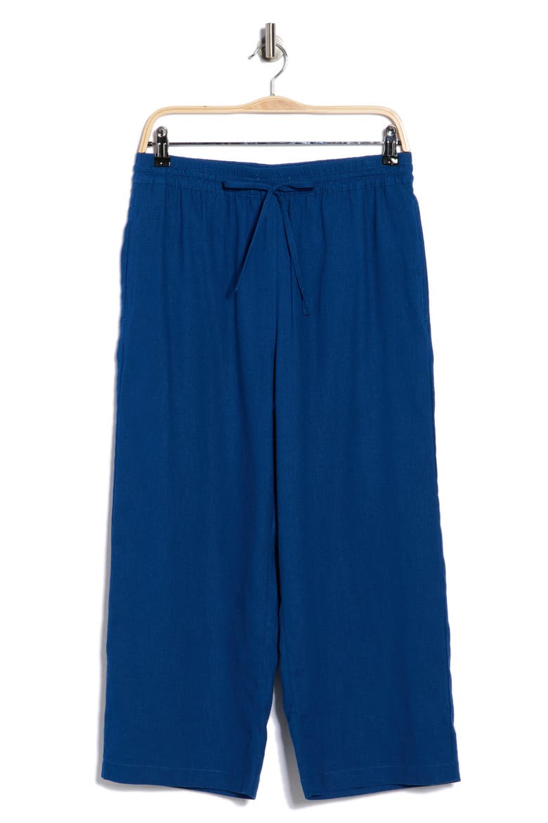 Drawstring Waist Linen Blend Pants, Alternate, color, ADMIRAL