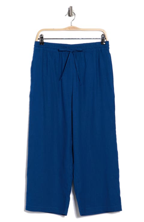 Drawstring Waist Linen Blend Pants