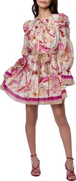 CIEBON Adele Mixed Print Long Sleeve Dress