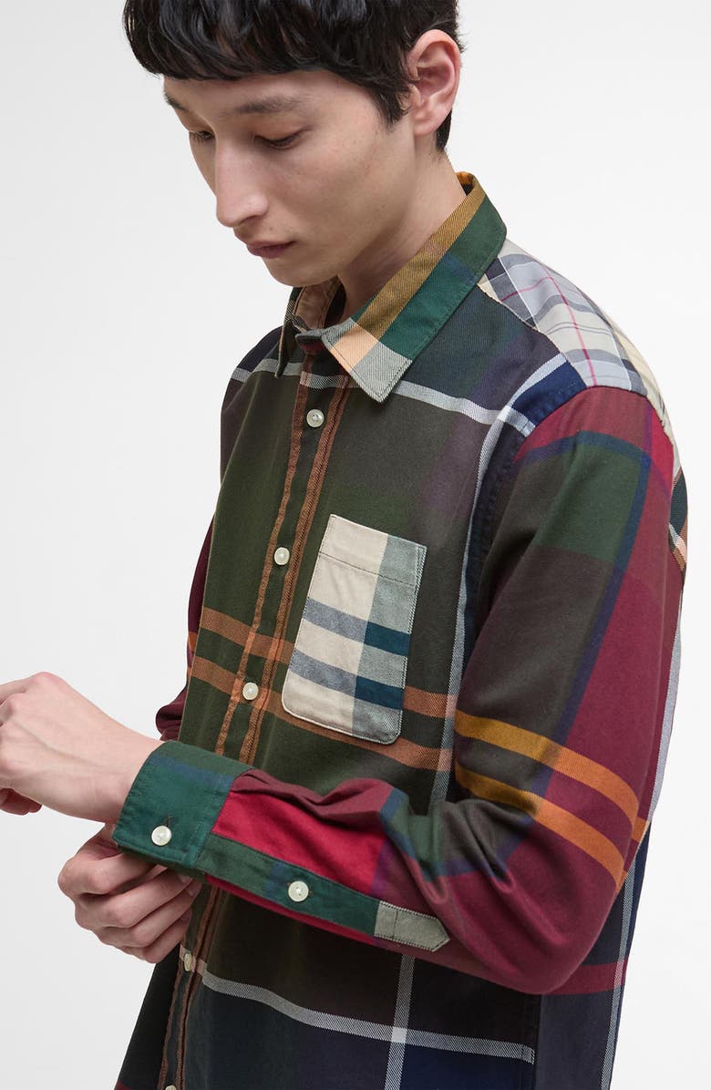 Barbour Oversize Patchwork Plaid Cotton Twill Button-Down Shirt, Alternate, color, Tartan Mix