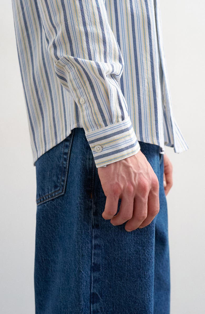 Topman Relaxed Fit Stripe Cotton Button-Down Oxford Shirt, Alternate, color, Blue Multi