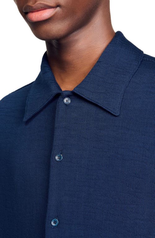 Sandro Pleated Shirt In Royal Blue