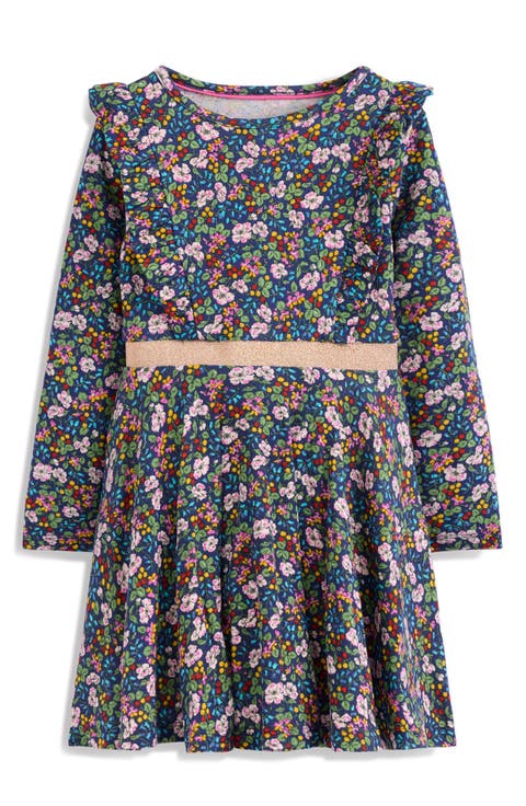 Kids' Floral Long Sleeve Cotton Jersey Dress (Toddler, Little Kid & Big Kid)