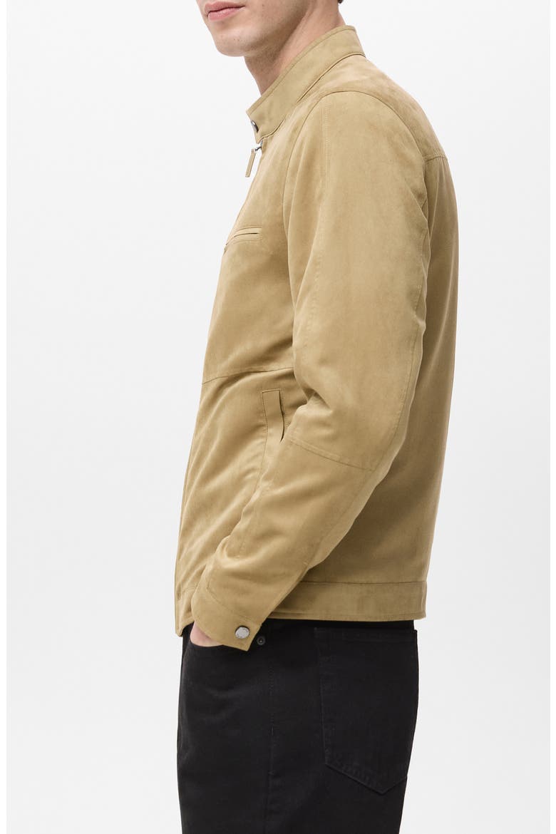 Faux Suede Biker Jacket, Alternate, color, BEIGE