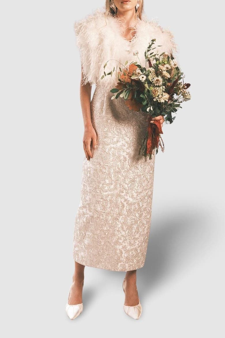 Ornate Lace Maxi Wedding Dress, Alternate, color, Ivory