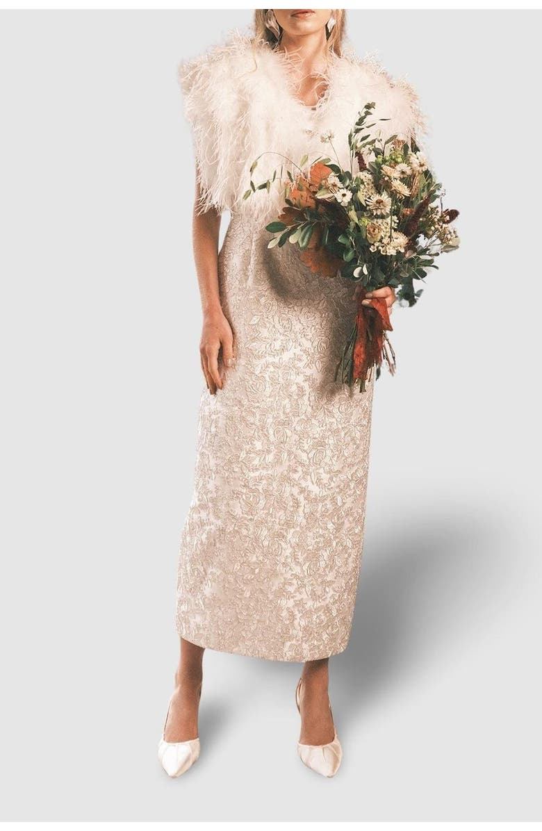 Coast Ornate Lace Maxi Wedding Dress, Alternate, color, Ivory