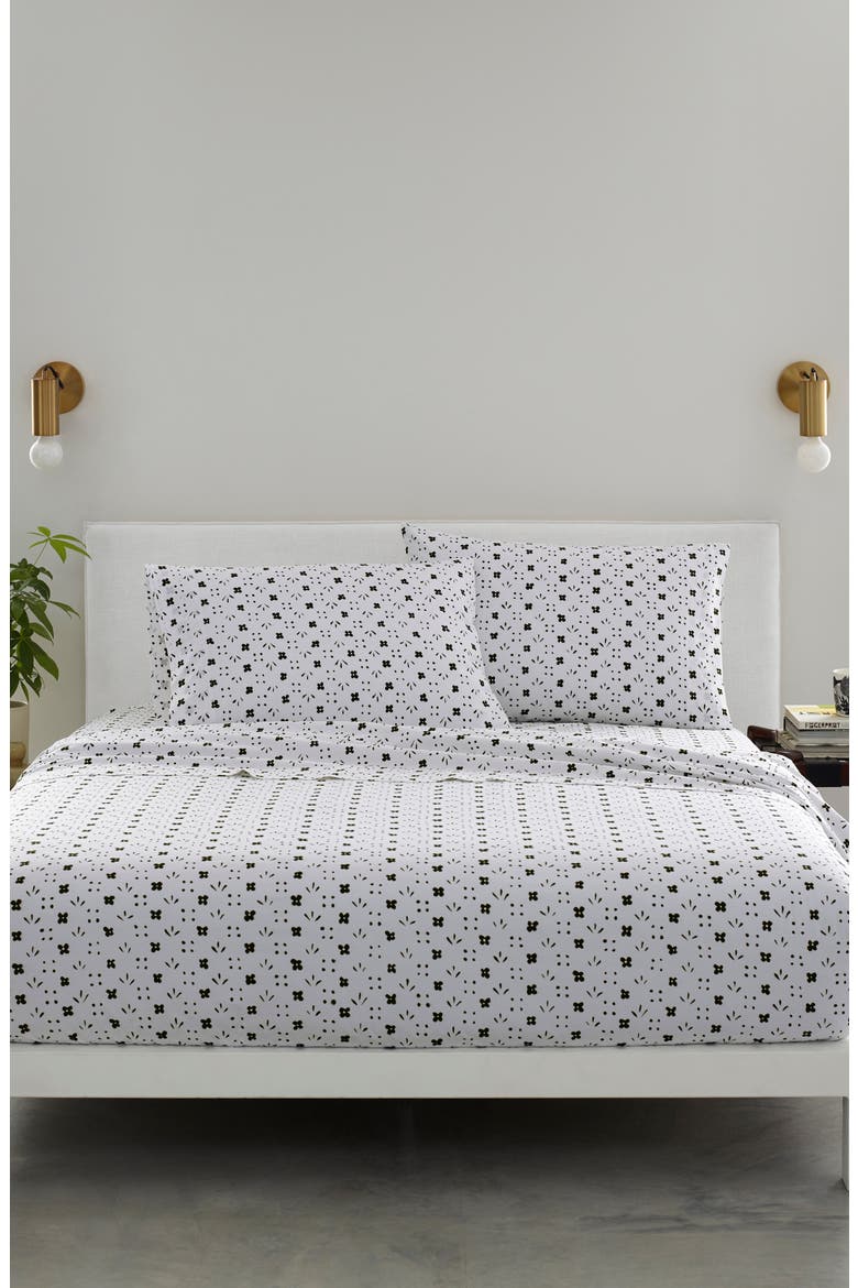 Kukkaketo 200 Thread Count Cotton Sheet Set, Main, color, BLACK
