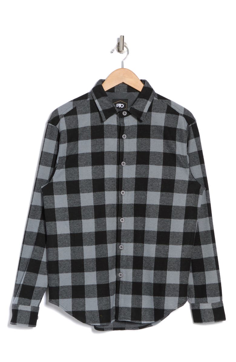 PTO Big Horn Buffalo Plaid Flannel Button-Up Shirt, Alternate, color,