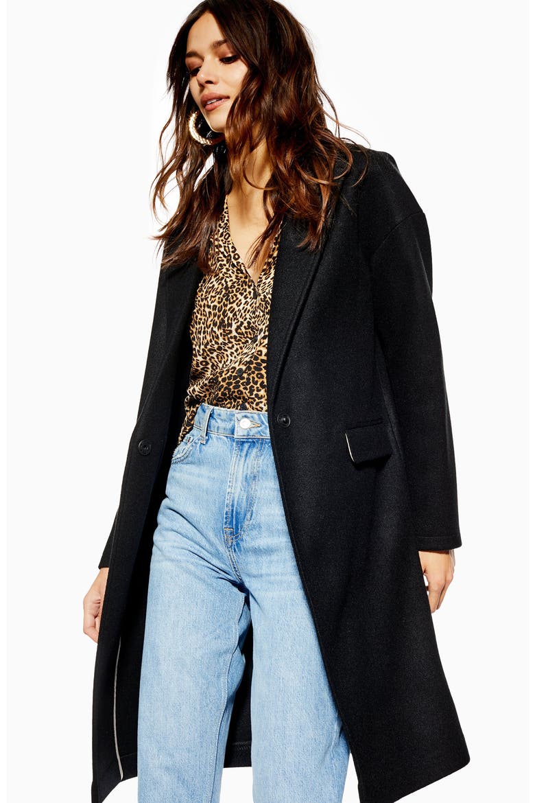 Lily Knit Back Midi Coat, Alternate, color, BLACK