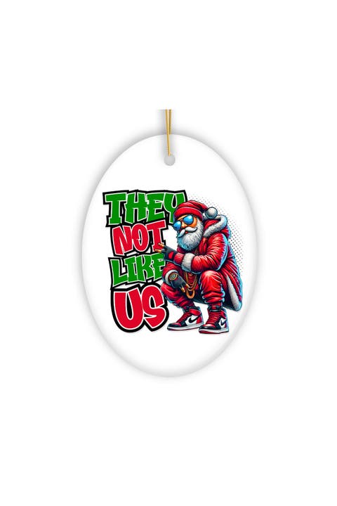 They Not Like Us Swag Santa Oval Ceramic Ornament