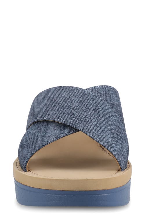 Shop Journee Collection Biara Platform Wedge Sandal In Denim