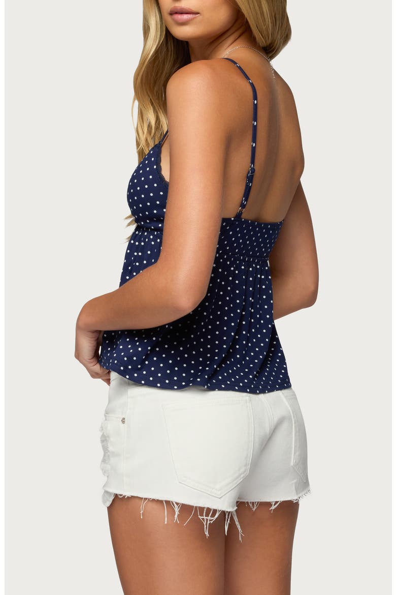 Belen Polka Dot Lace Trim Top, Alternate, color, NAVY-AND-WHITE