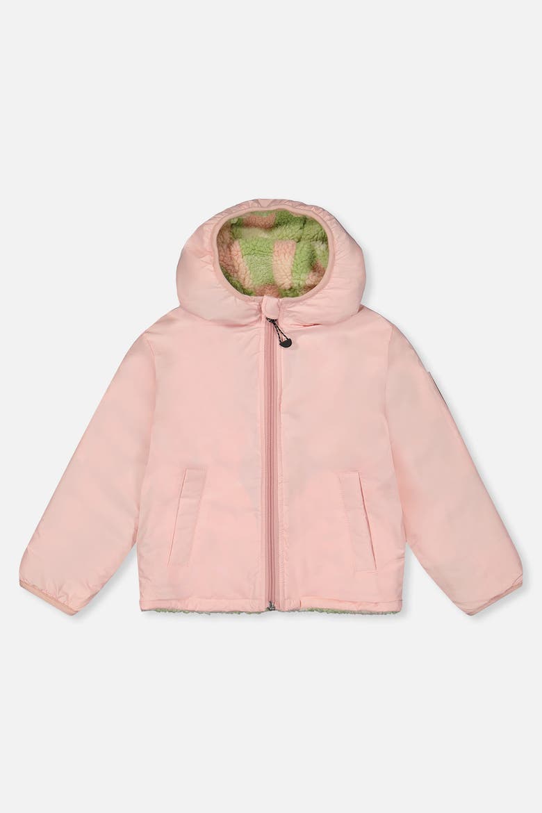 Reversible Fleece Mid-Season Hooded Jacket, Alternate, color, Pale Dusty Pink