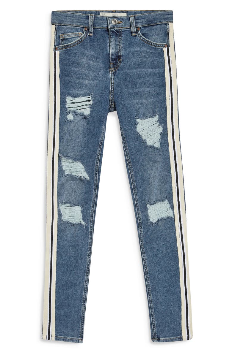Topshop Side Stripe Jeans, Alternate, color,