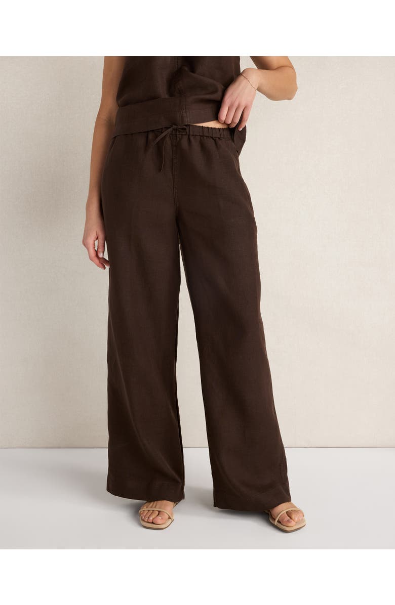 Haven Well Within Linen Wide Leg Drawstring Pants, Main, color, Coffee Bean