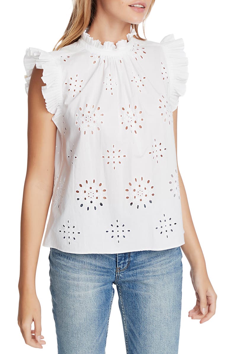 1.STATE Eyelet Flutter Sleeve Top, Main, color, 