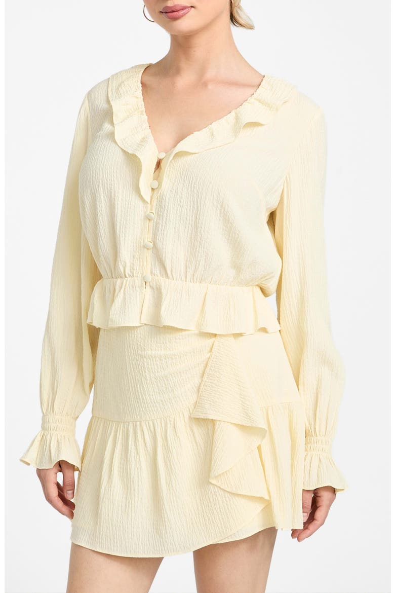Shaelo Long Sleeve Button-Up Crop Top, Main, color, YELLOW