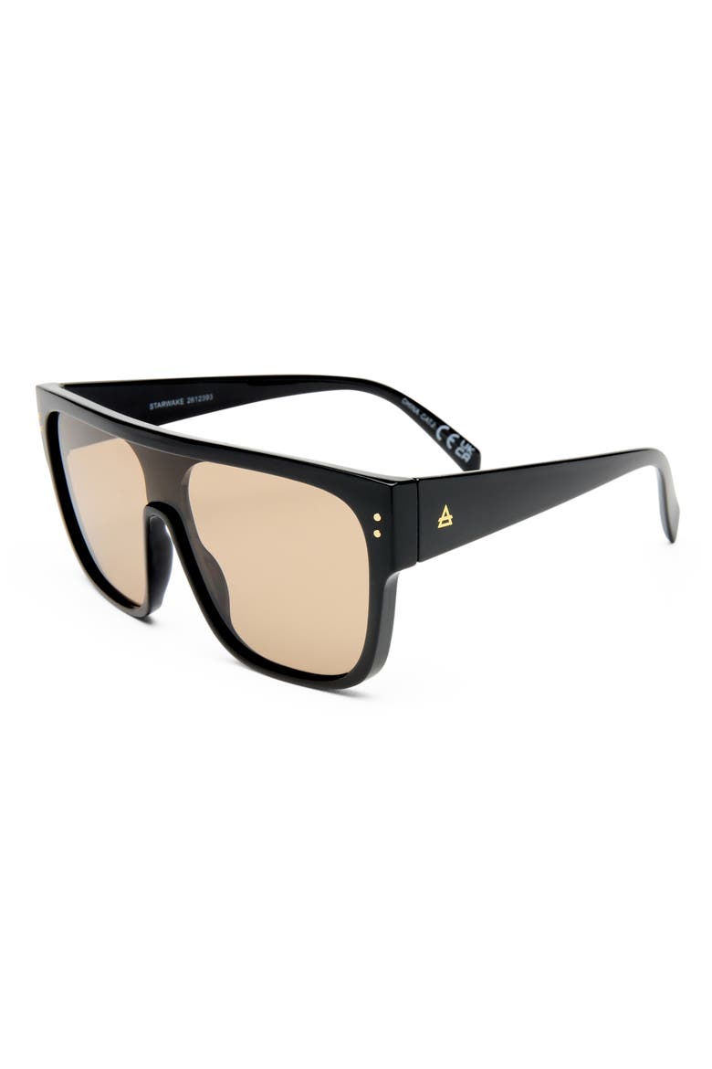 Starwake Oversize Flat Top Sunglasses, Alternate, color, BLACK