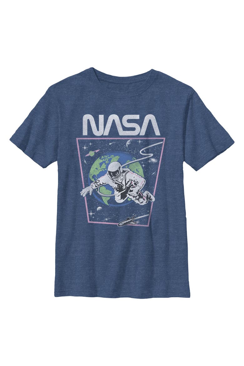 Boy's NASA Distressed Astronaut in Space  Graphic T-Shirt, Main, color, Navy Blue Heather