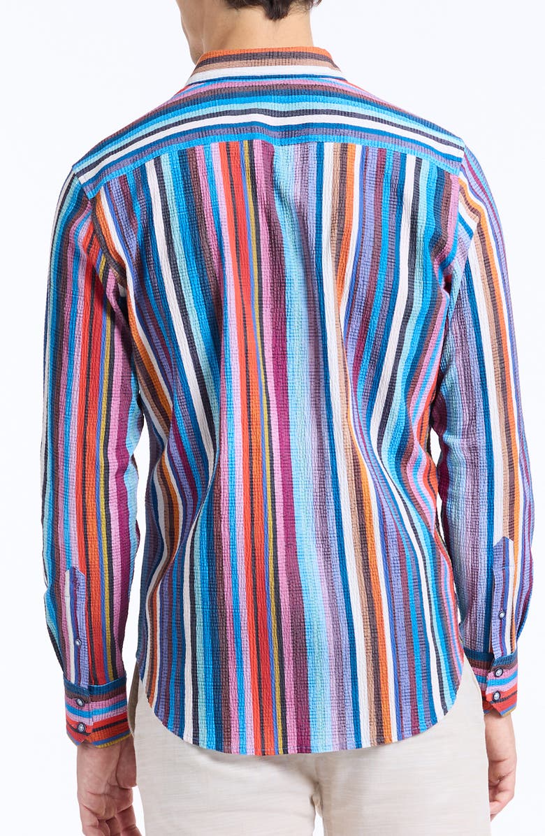 Robert Graham Pomsford Stripe Stretch Cotton Button-Up Shirt, Alternate, color, Multi