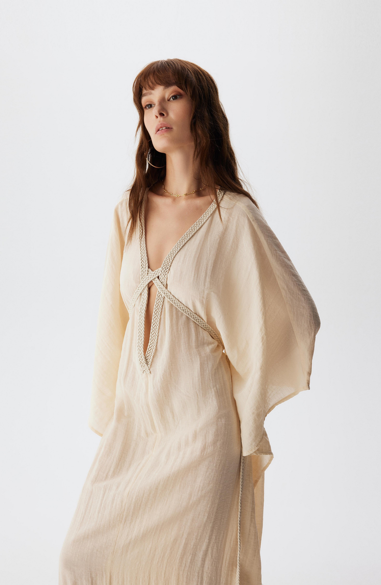 Je Te Veux MYKO KIMONO, Alternate, color, Off-White