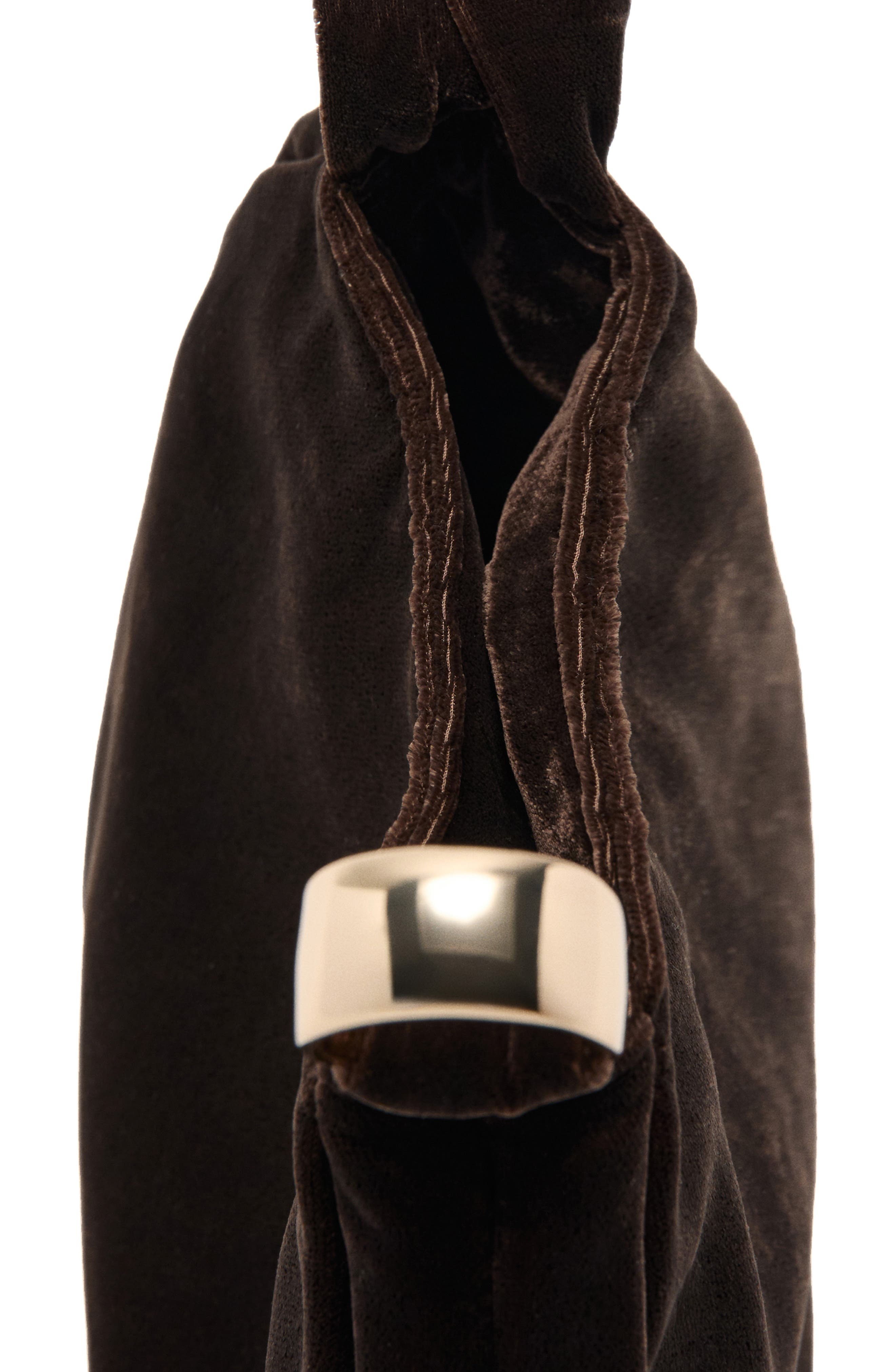 MANGO Velvet Loop Handle Pouch Bag, Alternate, color, Chocolate