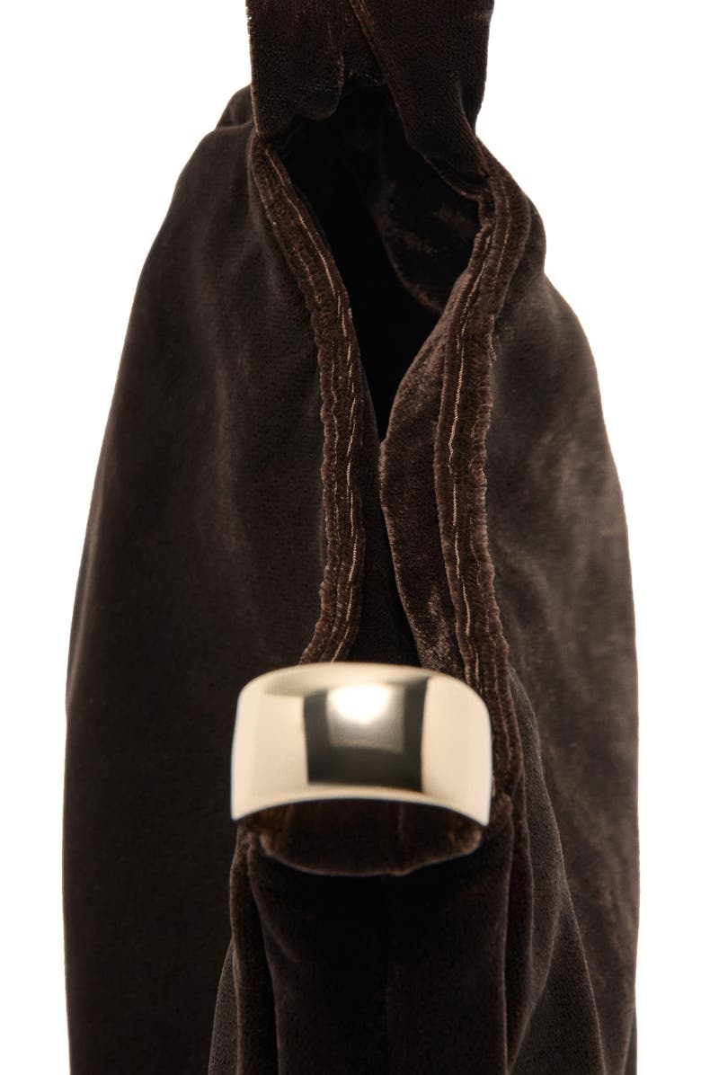 MANGO Velvet Loop Handle Pouch Bag, Alternate, color, Chocolate