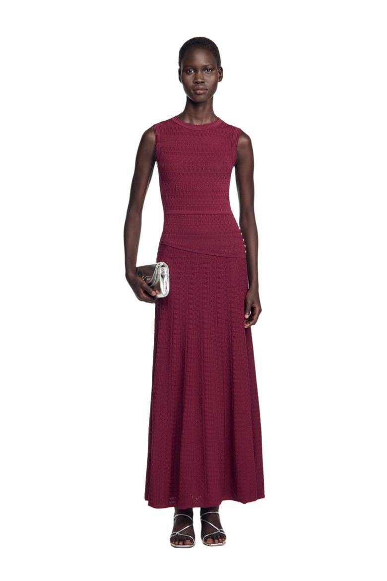 Pointelle knit maxi dress, Alternate, color, Bordeaux