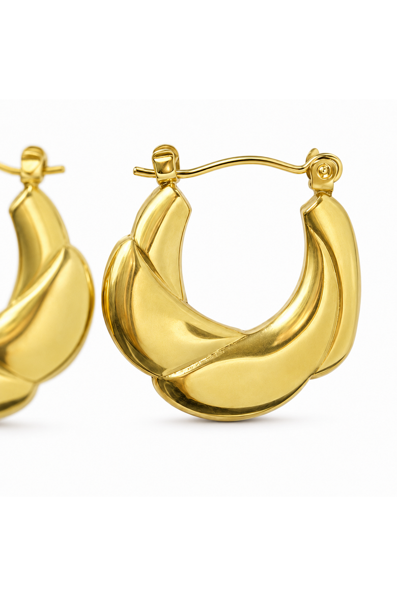 18K Yellow Gold Plated Sculptural Folded Hoop Earrings, Alternate, color, Gold