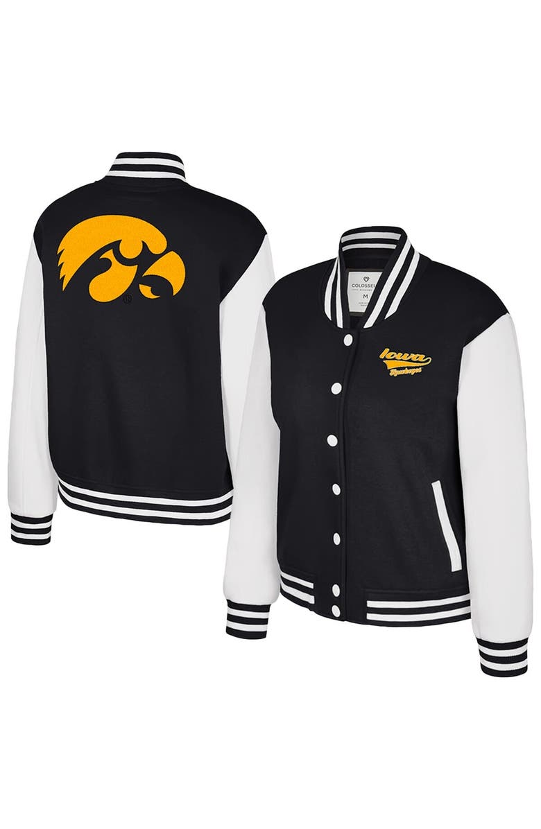 COLOSSEUM Women's Colosseum Black Iowa Hawkeyes French Baguette Full Snap Fleece Jacket, Main, color, Black
