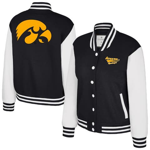 Women's Colosseum Black Iowa Hawkeyes French Baguette Full Snap Fleece Jacket