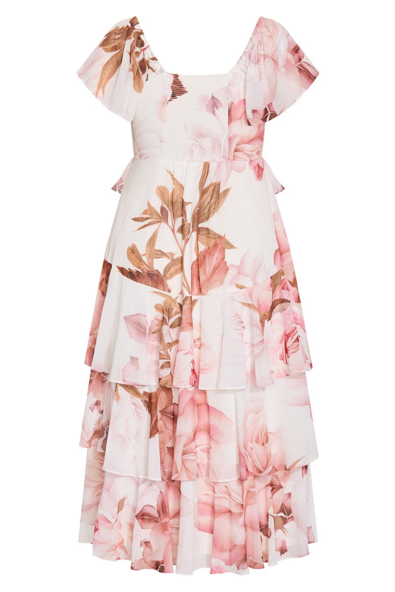 Sienna Floral Print Midi Dress, Alternate, color, SUNLIT PETALS